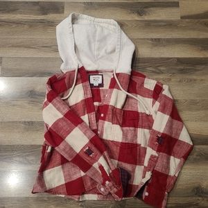 American eagle flannel hooded shirt